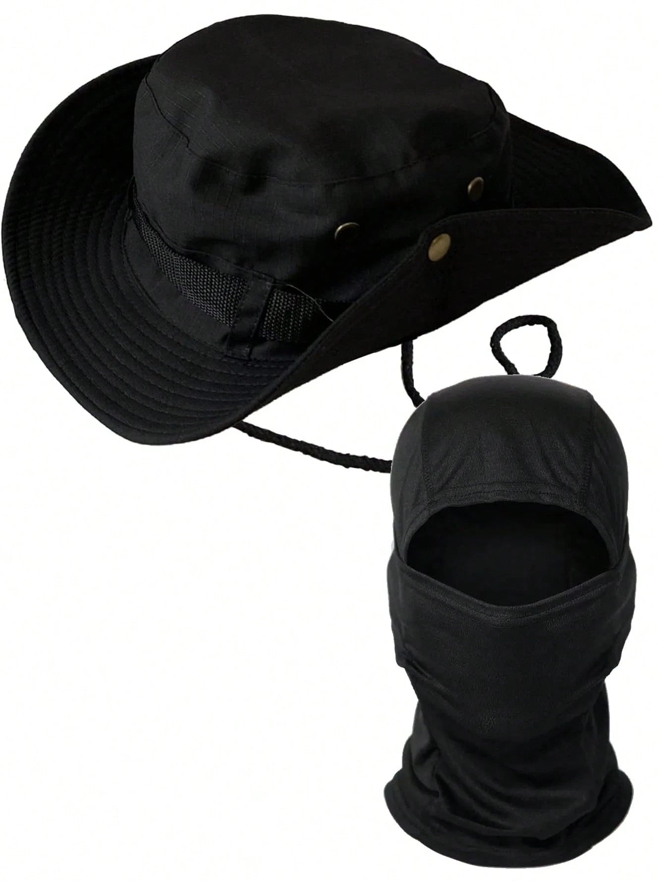 2 pièces Chapeaux de soleil pour hommes et femmes Chapeau de seau + Masque de ski UPF 50+ Chapeau Boonie pliable Protection UV Randonnée Plage Pêche Été