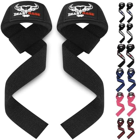 BEAST RAGE Lifting Wrist Straps for Weightlifting, Weight Lifting Straps Gym Grip Power Workouts Lifting Straps Padded Cotton Men Women Wrap Lift Deadlift Straps Hard Pull Exercise