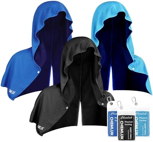 Cooling Hoodie Towel: Cooling Towels for Neck and Face, Quick-Dry Absorbent Soft Breathable Sweat Neck Wraps, Instant Cool Hooded Towels for Hot Weather Running Camping Travel - Black