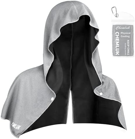 Cooling Hoodie Towel: Cooling Towels for Neck and Face, Quick-Dry Absorbent Soft Breathable Sweat Neck Wraps, Instant Cool Hooded Towels for Hot Weather Running Camping Travel - Black