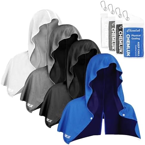 Cooling Hoodie Towel: Cooling Towels for Neck and Face, Quick-Dry Absorbent Soft Breathable Sweat Neck Wraps, Instant Cool Hooded Towels for Hot Weather Running Camping Travel - Black