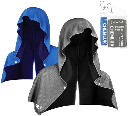 Cooling Hoodie Towel: Cooling Towels for Neck and Face, Quick-Dry Absorbent Soft Breathable Sweat Neck Wraps, Instant Cool Hooded Towels for Hot Weather Running Camping Travel - Black