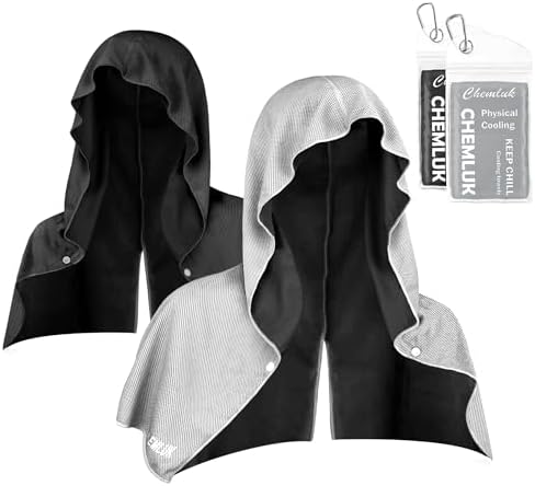 Cooling Hoodie Towel: Cooling Towels for Neck and Face, Quick-Dry Absorbent Soft Breathable Sweat Neck Wraps, Instant Cool Hooded Towels for Hot Weather Running Camping Travel - Black