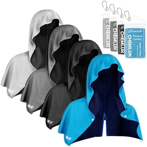 Cooling Hoodie Towel: Cooling Towels for Neck and Face, Quick-Dry Absorbent Soft Breathable Sweat Neck Wraps, Instant Cool Hooded Towels for Hot Weather Running Camping Travel - Black