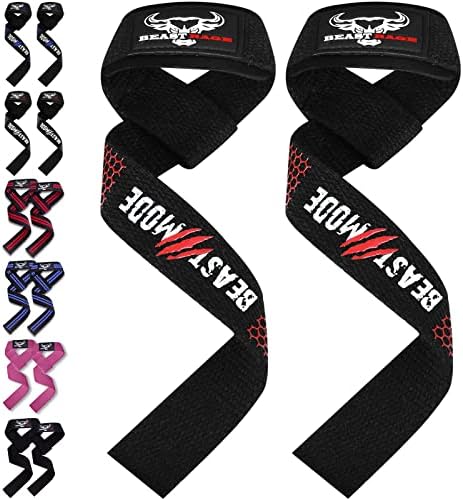 BEAST RAGE Lifting Wrist Straps for Weightlifting, Weight Lifting Straps Gym Grip Power Workouts Lifting Straps Padded Cotton Men Women Wrap Lift Deadlift Straps Hard Pull Exercise
