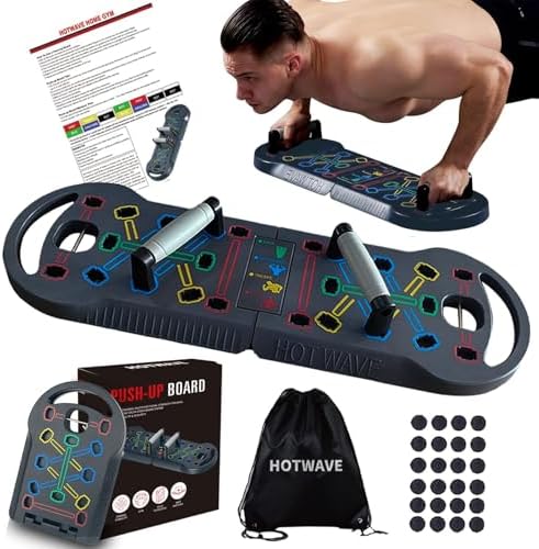 HOTWAVE Portable Exercise Equipment with 16 Gym Accessories.20 in 1 Push Up Board Fitness,Resistance Bands with Ab Roller Wheel,Full Body Workout at Home