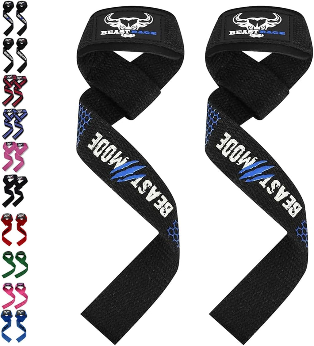 BEAST RAGE Lifting Wrist Straps for Weightlifting, Weight Lifting Straps Gym Grip Power Workouts Lifting Straps Padded Cotton Men Women Wrap Lift Deadlift Straps Hard Pull Exercise