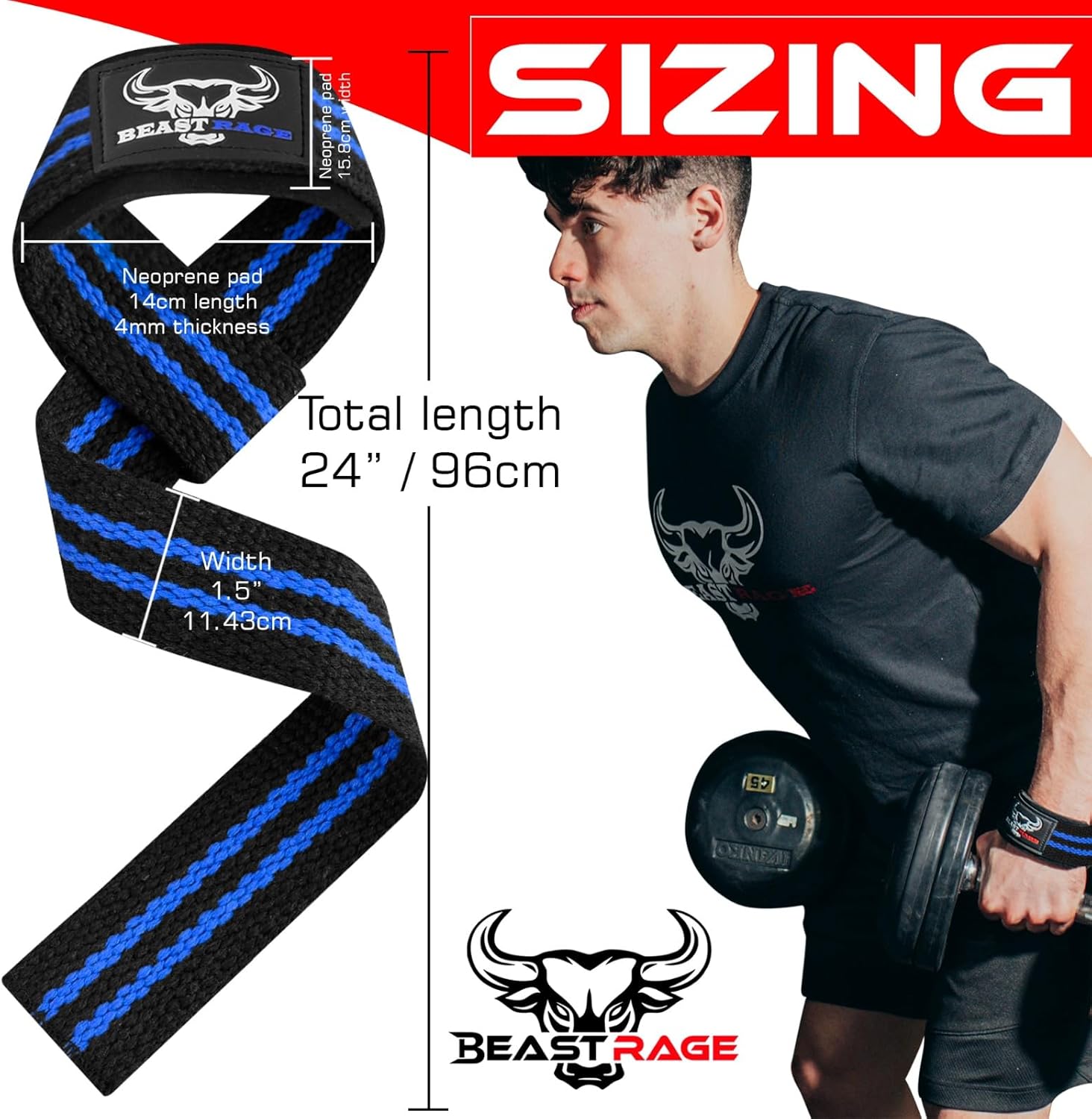 BEAST RAGE Lifting Wrist Straps for Weightlifting, Weight Lifting Straps Gym Grip Power Workouts Lifting Straps Padded Cotton Men Women Wrap Lift Deadlift Straps Hard Pull Exercise