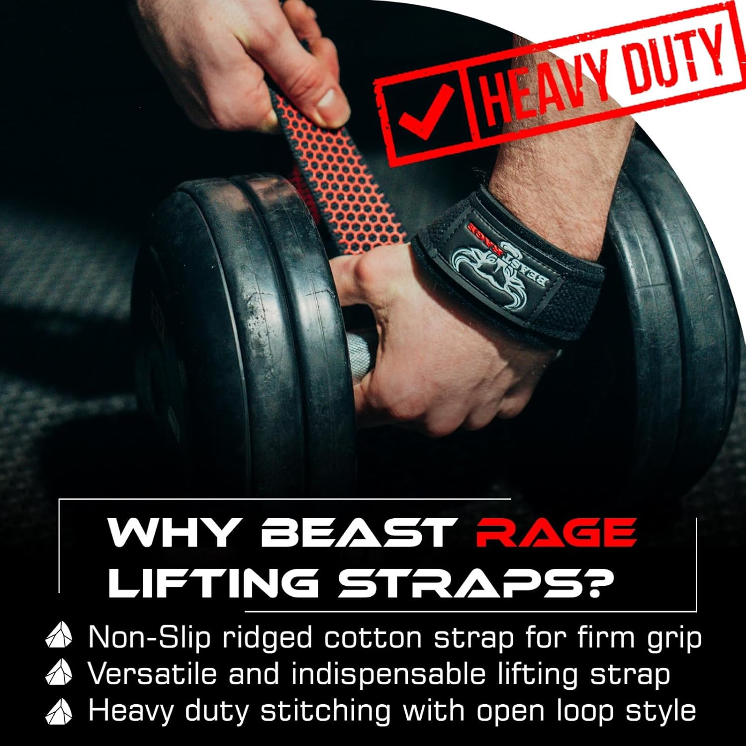 BEAST RAGE Lifting Wrist Straps for Weightlifting, Weight Lifting Straps Gym Grip Power Workouts Lifting Straps Padded Cotton Men Women Wrap Lift Deadlift Straps Hard Pull Exercise