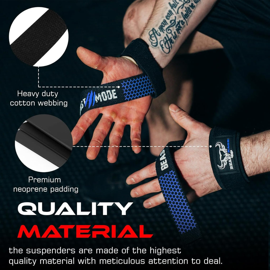 BEAST RAGE Lifting Wrist Straps for Weightlifting, Weight Lifting Straps Gym Grip Power Workouts Lifting Straps Padded Cotton Men Women Wrap Lift Deadlift Straps Hard Pull Exercise