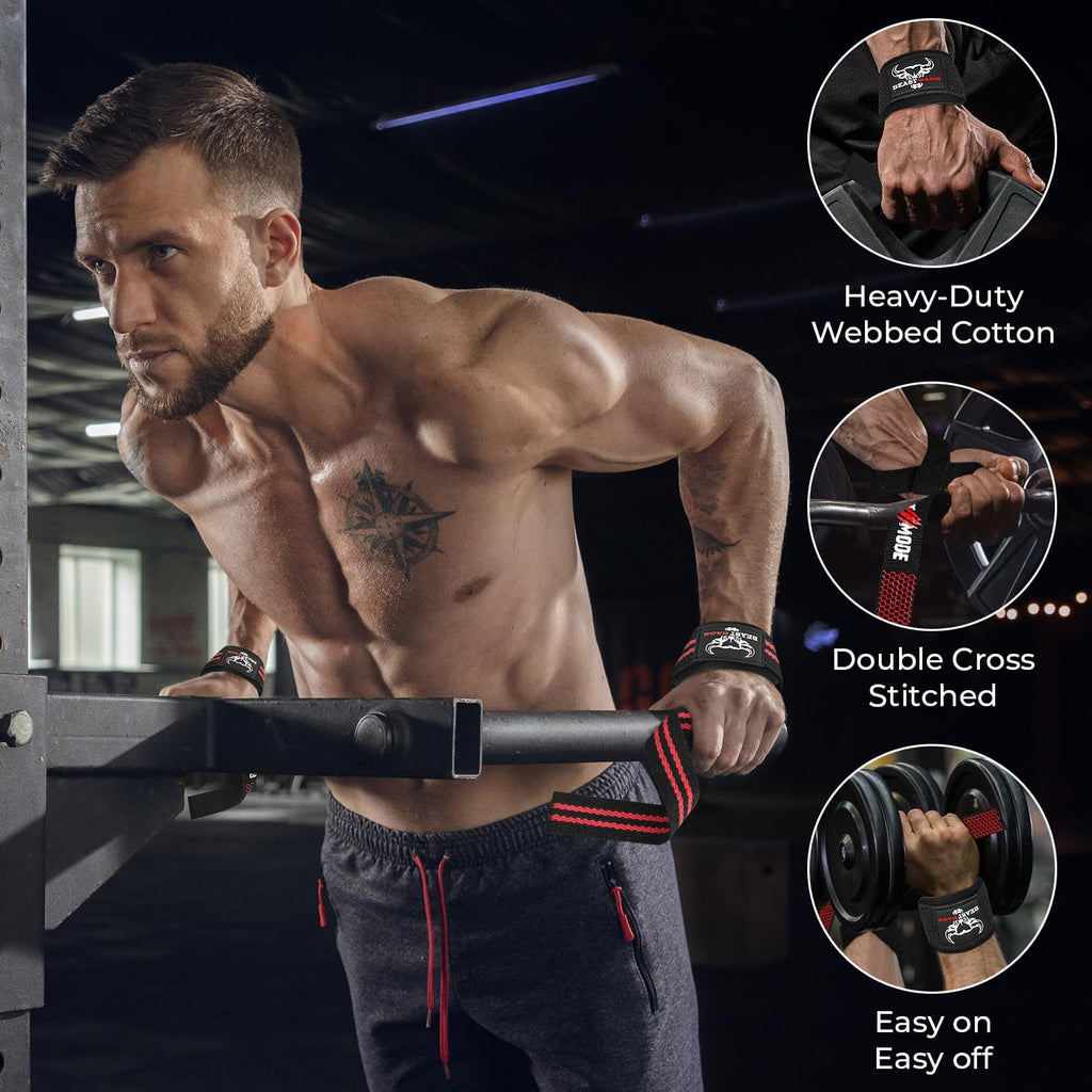 BEAST RAGE Lifting Wrist Straps for Weightlifting, Weight Lifting Straps Gym Grip Power Workouts Lifting Straps Padded Cotton Men Women Wrap Lift Deadlift Straps Hard Pull Exercise