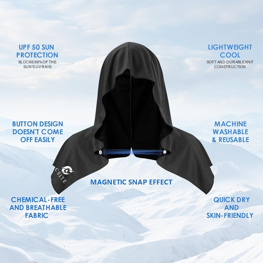 CSITE 3 Pack Cooling Hoodie Towels for Neck and Face, UPF 50 Sun Protection & Instant Cooling, Ice Towels for Hot Weather, Soft Breathable Towel for Sport, Work Out, Gym, Camping & More Activities
