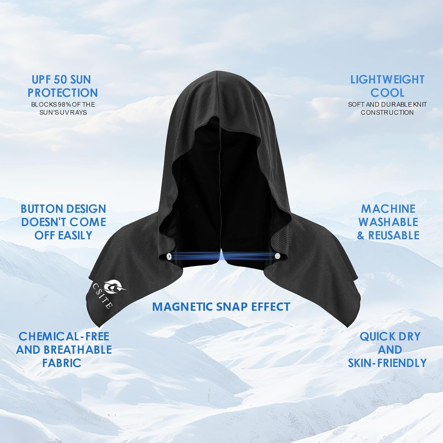 CSITE 3 Pack Cooling Hoodie Towels for Neck and Face, UPF 50 Sun Protection & Instant Cooling, Ice Towels for Hot Weather, Soft Breathable Towel for Sport, Work Out, Gym, Camping & More Activities