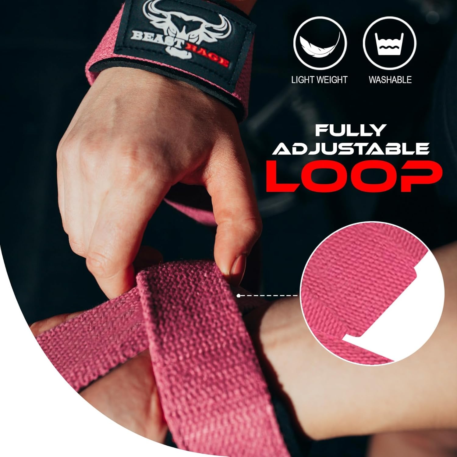 BEAST RAGE Lifting Wrist Straps for Weightlifting, Weight Lifting Straps Gym Grip Power Workouts Lifting Straps Padded Cotton Men Women Wrap Lift Deadlift Straps Hard Pull Exercise