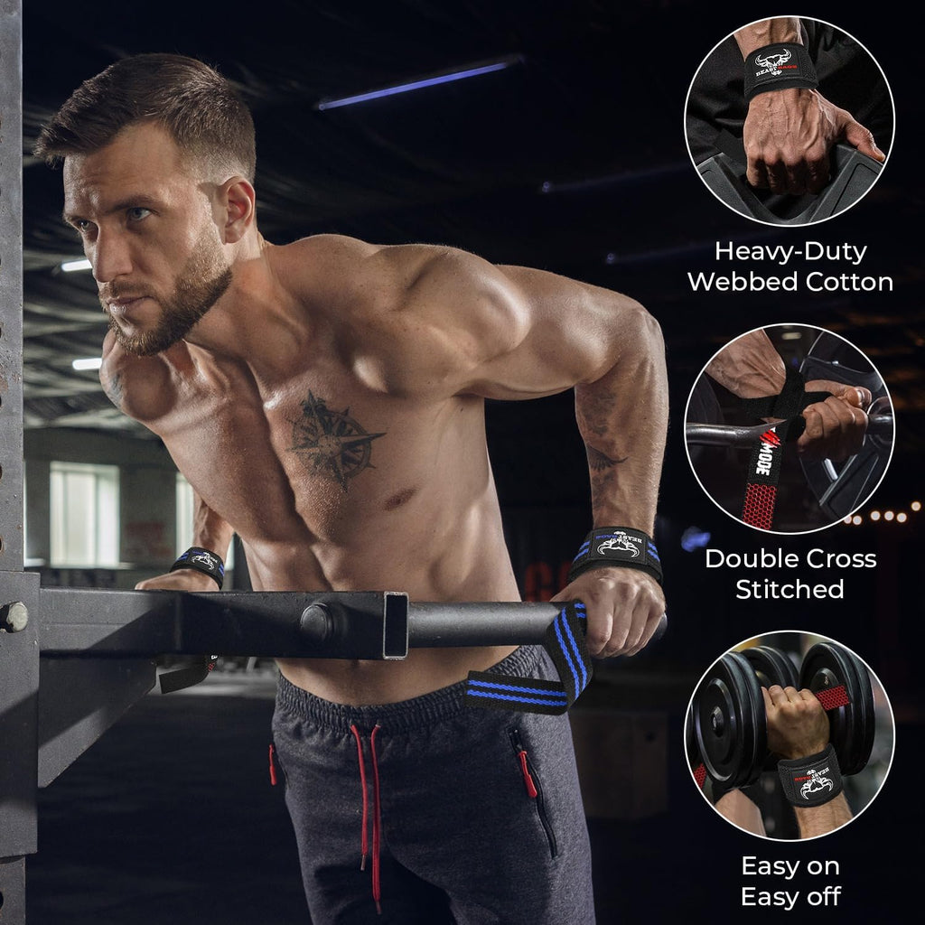 BEAST RAGE Lifting Wrist Straps for Weightlifting, Weight Lifting Straps Gym Grip Power Workouts Lifting Straps Padded Cotton Men Women Wrap Lift Deadlift Straps Hard Pull Exercise
