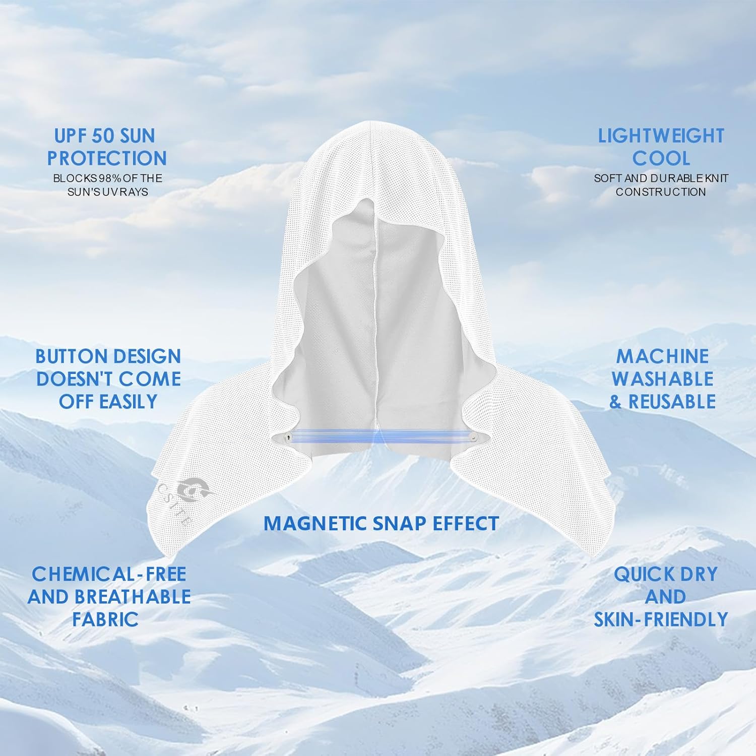CSITE 3 Pack Cooling Hoodie Towels for Neck and Face, UPF 50 Sun Protection & Instant Cooling, Ice Towels for Hot Weather, Soft Breathable Towel for Sport, Work Out, Gym, Camping & More Activities