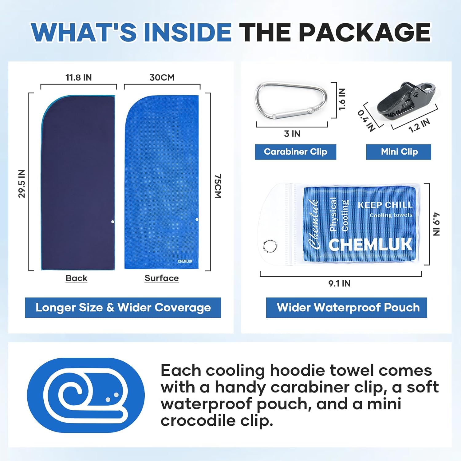 Cooling Hoodie Towel: Cooling Towels for Neck and Face, Quick-Dry Absorbent Soft Breathable Sweat Neck Wraps, Instant Cool Hooded Towels for Hot Weather Running Camping Travel - Black