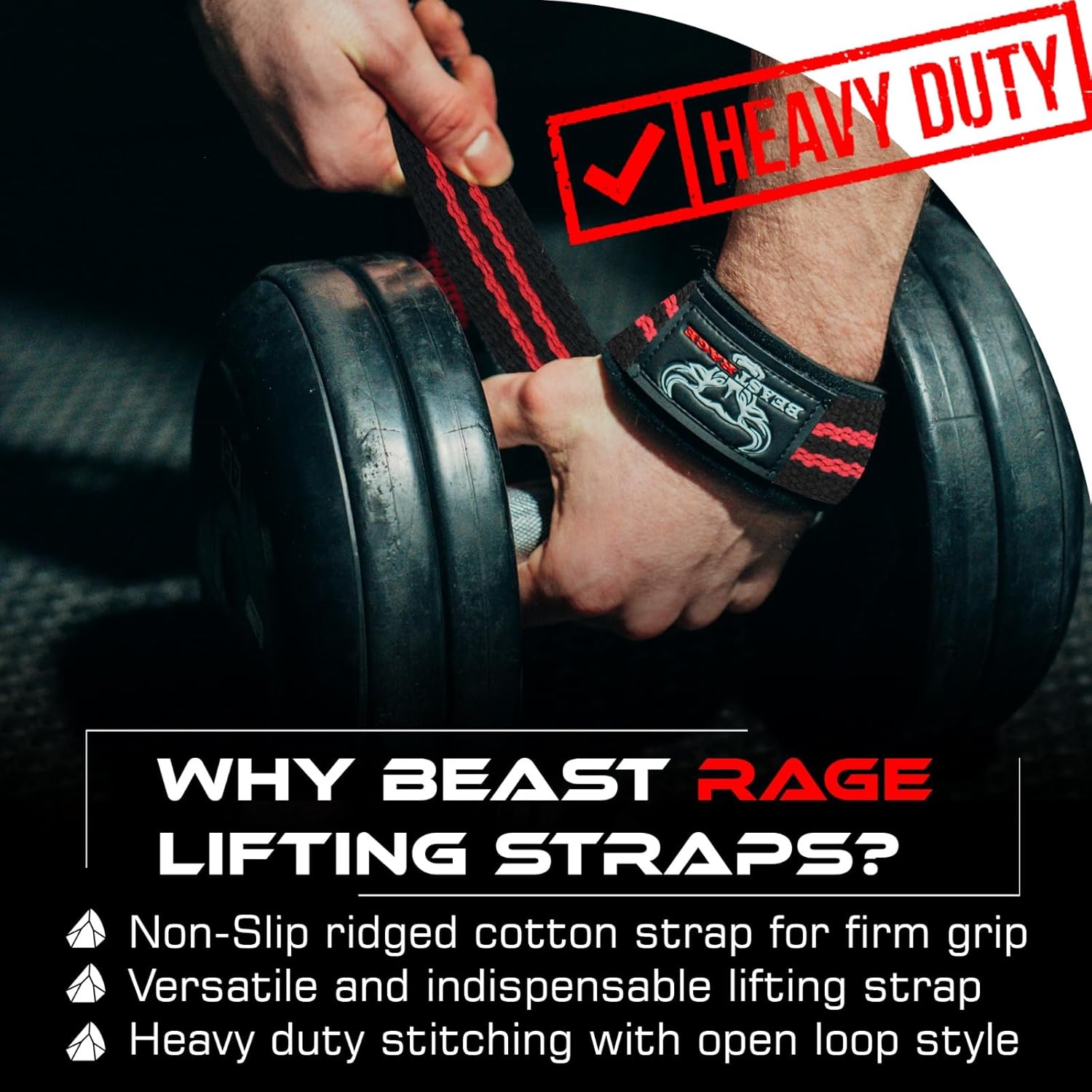 BEAST RAGE Lifting Wrist Straps for Weightlifting, Weight Lifting Straps Gym Grip Power Workouts Lifting Straps Padded Cotton Men Women Wrap Lift Deadlift Straps Hard Pull Exercise