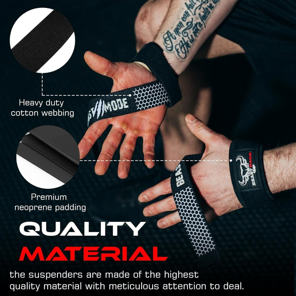 BEAST RAGE Lifting Wrist Straps for Weightlifting, Weight Lifting Straps Gym Grip Power Workouts Lifting Straps Padded Cotton Men Women Wrap Lift Deadlift Straps Hard Pull Exercise