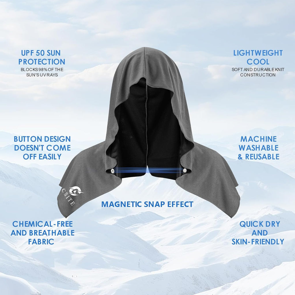 CSITE 3 Pack Cooling Hoodie Towels for Neck and Face, UPF 50 Sun Protection & Instant Cooling, Ice Towels for Hot Weather, Soft Breathable Towel for Sport, Work Out, Gym, Camping & More Activities
