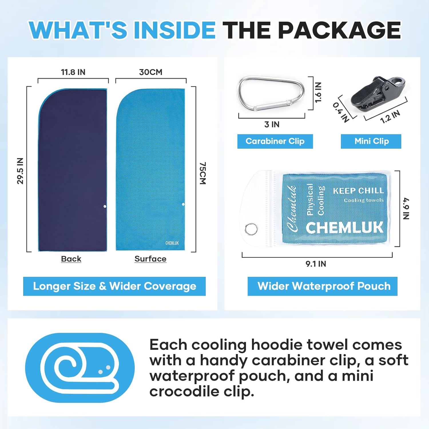 Cooling Hoodie Towel: Cooling Towels for Neck and Face, Quick-Dry Absorbent Soft Breathable Sweat Neck Wraps, Instant Cool Hooded Towels for Hot Weather Running Camping Travel - Black