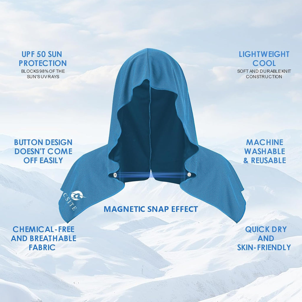CSITE 3 Pack Cooling Hoodie Towels for Neck and Face, UPF 50 Sun Protection & Instant Cooling, Ice Towels for Hot Weather, Soft Breathable Towel for Sport, Work Out, Gym, Camping & More Activities