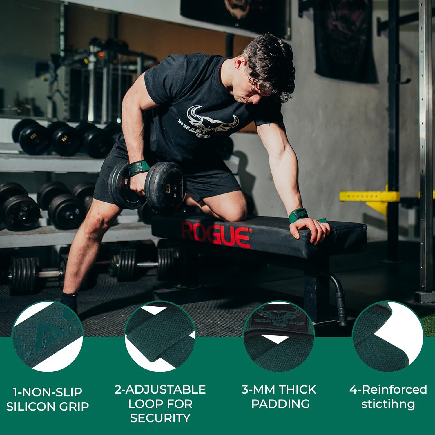 BEAST RAGE Lifting Wrist Straps for Weightlifting, Weight Lifting Straps Gym Grip Power Workouts Lifting Straps Padded Cotton Men Women Wrap Lift Deadlift Straps Hard Pull Exercise