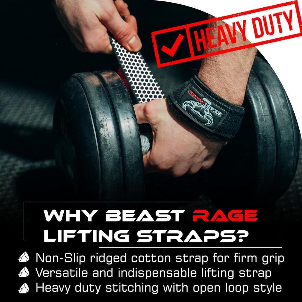 BEAST RAGE Lifting Wrist Straps for Weightlifting, Weight Lifting Straps Gym Grip Power Workouts Lifting Straps Padded Cotton Men Women Wrap Lift Deadlift Straps Hard Pull Exercise