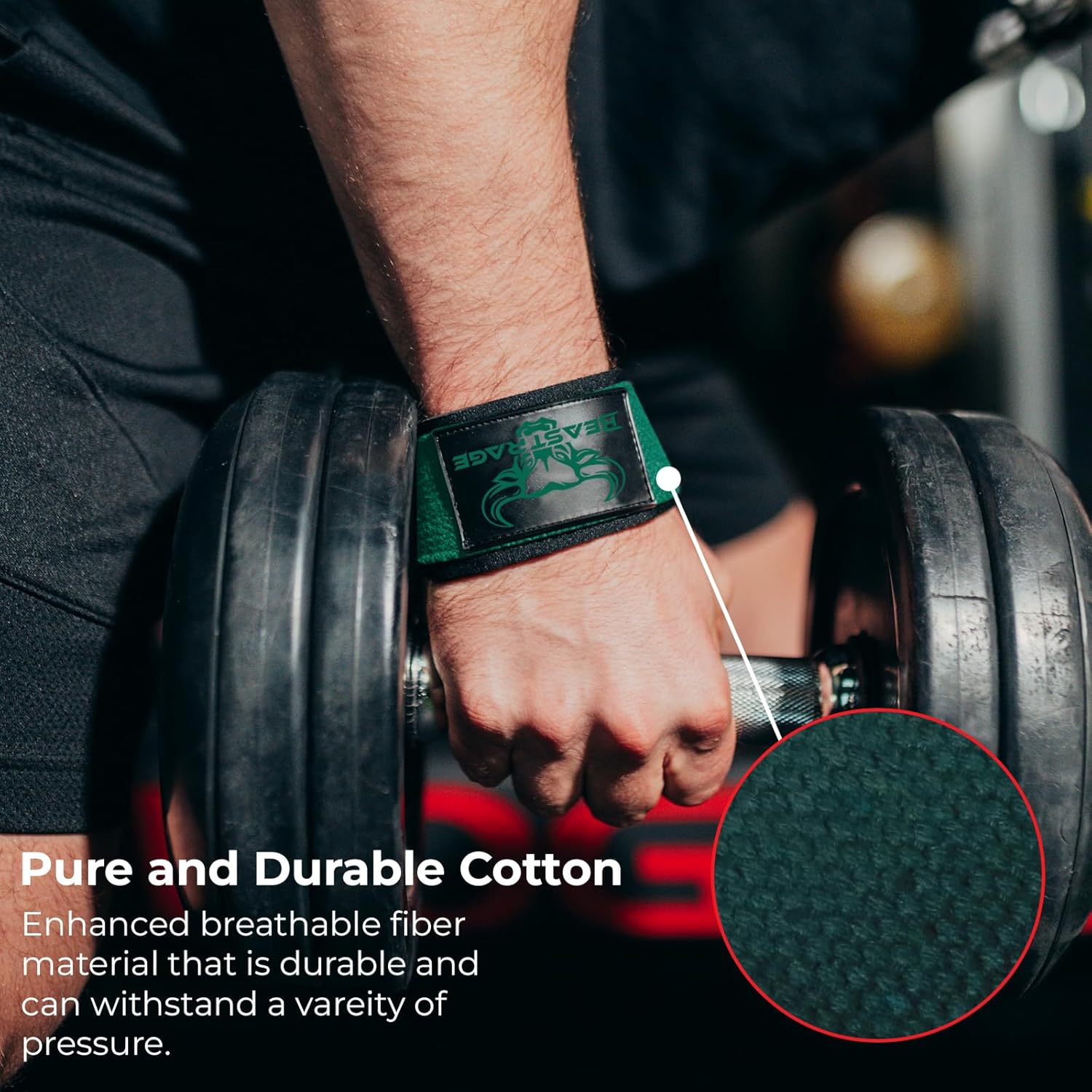 BEAST RAGE Lifting Wrist Straps for Weightlifting, Weight Lifting Straps Gym Grip Power Workouts Lifting Straps Padded Cotton Men Women Wrap Lift Deadlift Straps Hard Pull Exercise