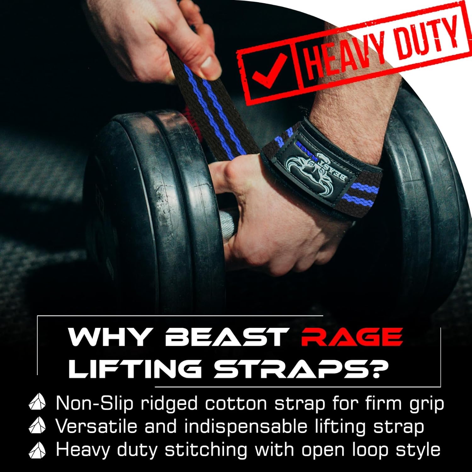 BEAST RAGE Lifting Wrist Straps for Weightlifting, Weight Lifting Straps Gym Grip Power Workouts Lifting Straps Padded Cotton Men Women Wrap Lift Deadlift Straps Hard Pull Exercise