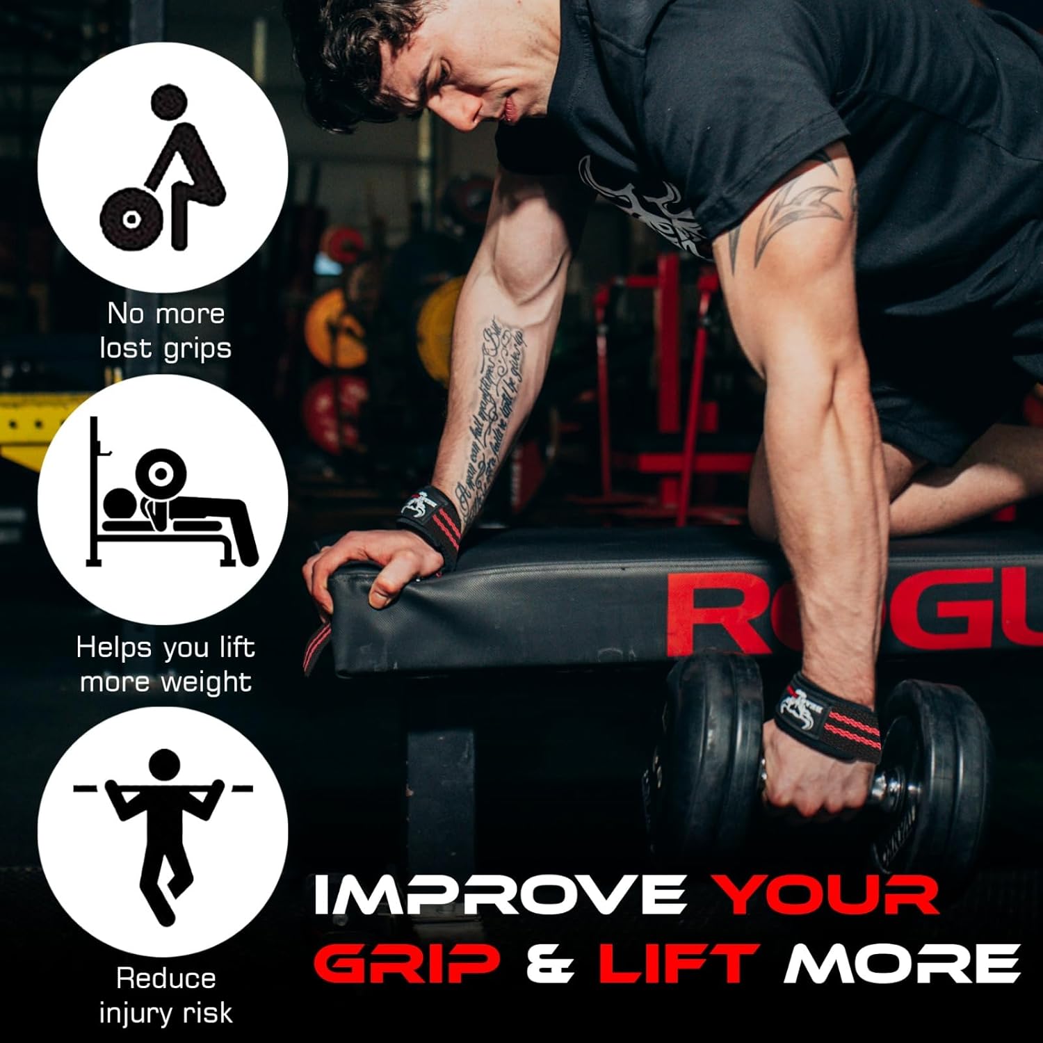 BEAST RAGE Lifting Wrist Straps for Weightlifting, Weight Lifting Straps Gym Grip Power Workouts Lifting Straps Padded Cotton Men Women Wrap Lift Deadlift Straps Hard Pull Exercise