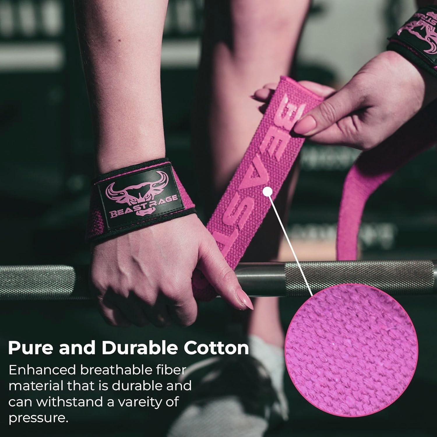 BEAST RAGE Lifting Wrist Straps for Weightlifting, Weight Lifting Straps Gym Grip Power Workouts Lifting Straps Padded Cotton Men Women Wrap Lift Deadlift Straps Hard Pull Exercise