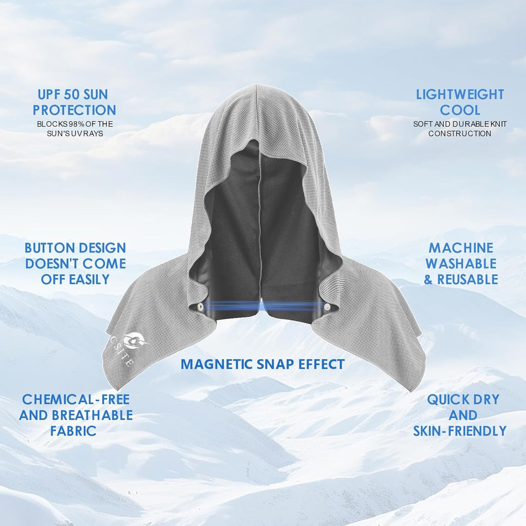 CSITE 3 Pack Cooling Hoodie Towels for Neck and Face, UPF 50 Sun Protection & Instant Cooling, Ice Towels for Hot Weather, Soft Breathable Towel for Sport, Work Out, Gym, Camping & More Activities