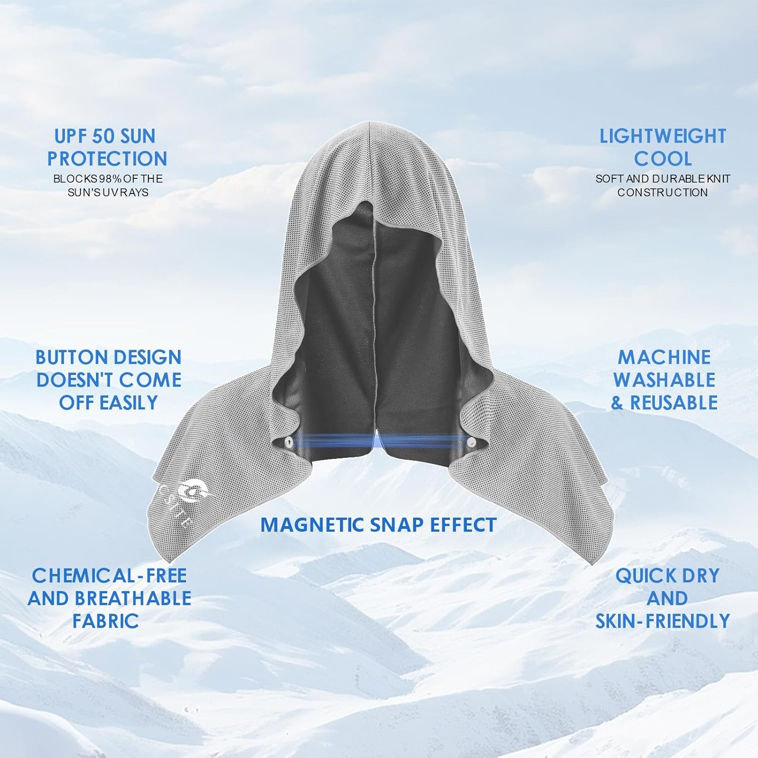 CSITE 3 Pack Cooling Hoodie Towels for Neck and Face, UPF 50 Sun Protection & Instant Cooling, Ice Towels for Hot Weather, Soft Breathable Towel for Sport, Work Out, Gym, Camping & More Activities