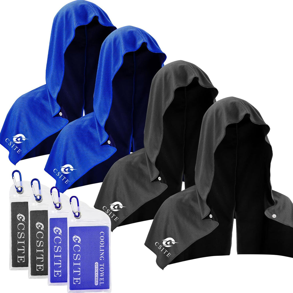 CSITE 3 Pack Cooling Hoodie Towels for Neck and Face, UPF 50 Sun Protection & Instant Cooling, Ice Towels for Hot Weather, Soft Breathable Towel for Sport, Work Out, Gym, Camping & More Activities