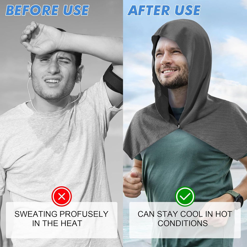 CSITE 3 Pack Cooling Hoodie Towels for Neck and Face, UPF 50 Sun Protection & Instant Cooling, Ice Towels for Hot Weather, Soft Breathable Towel for Sport, Work Out, Gym, Camping & More Activities