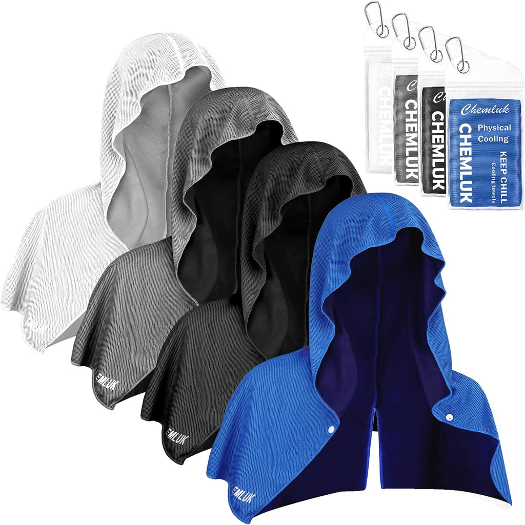 Cooling Hoodie Towel: Cooling Towels for Neck and Face, Quick-Dry Absorbent Soft Breathable Sweat Neck Wraps, Instant Cool Hooded Towels for Hot Weather Running Camping Travel - Black