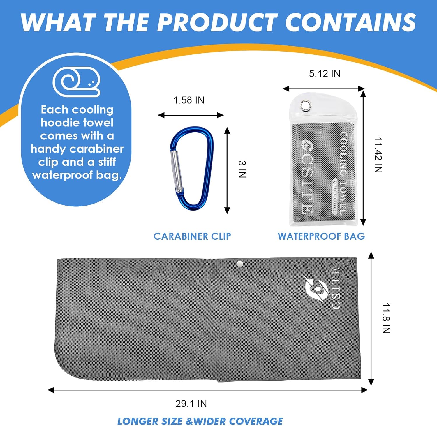 CSITE 3 Pack Cooling Hoodie Towels for Neck and Face, UPF 50 Sun Protection & Instant Cooling, Ice Towels for Hot Weather, Soft Breathable Towel for Sport, Work Out, Gym, Camping & More Activities