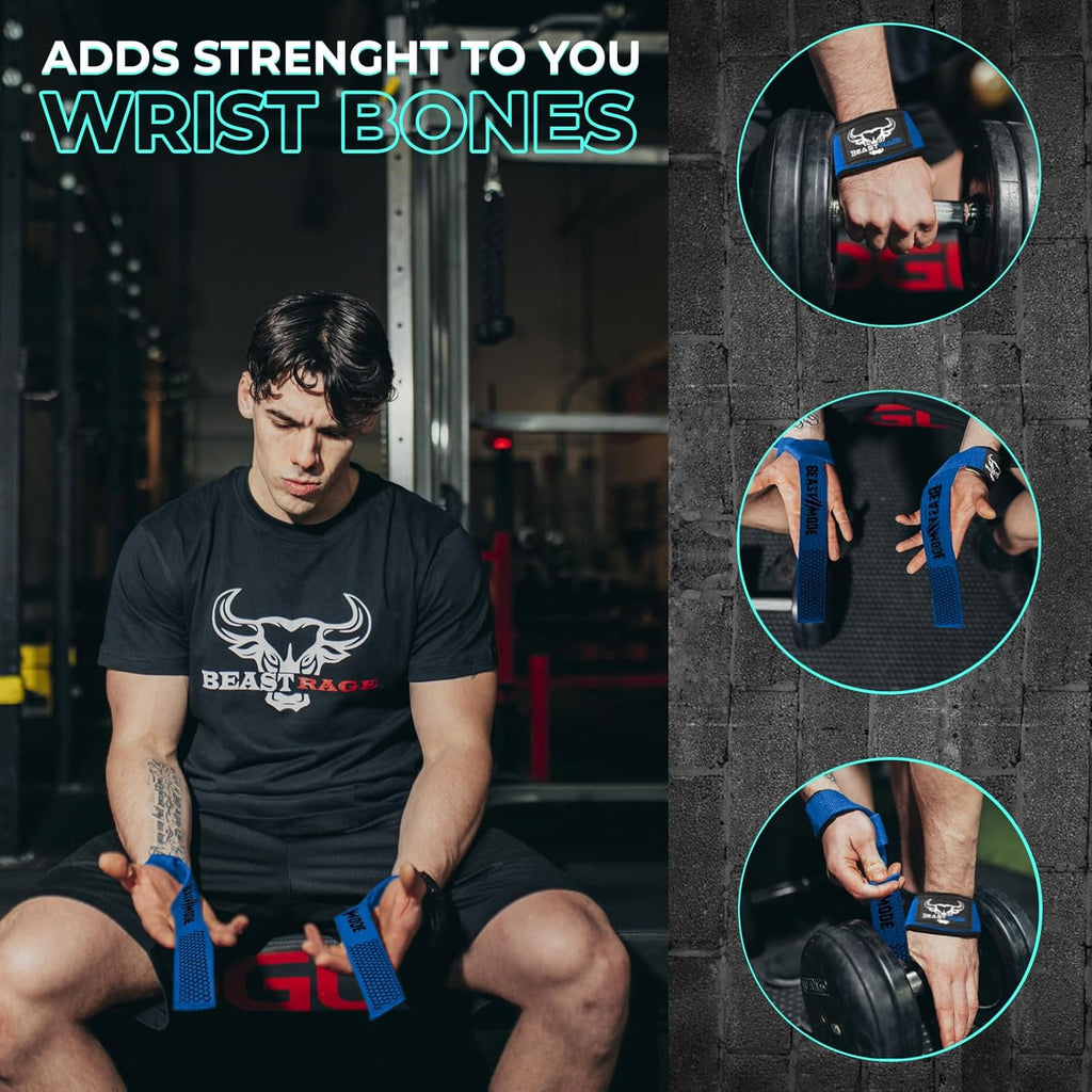 BEAST RAGE Lifting Wrist Straps for Weightlifting, Weight Lifting Straps Gym Grip Power Workouts Lifting Straps Padded Cotton Men Women Wrap Lift Deadlift Straps Hard Pull Exercise