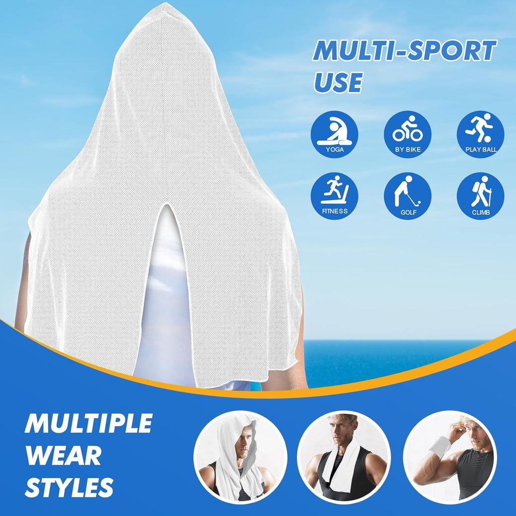 CSITE 3 Pack Cooling Hoodie Towels for Neck and Face, UPF 50 Sun Protection & Instant Cooling, Ice Towels for Hot Weather, Soft Breathable Towel for Sport, Work Out, Gym, Camping & More Activities