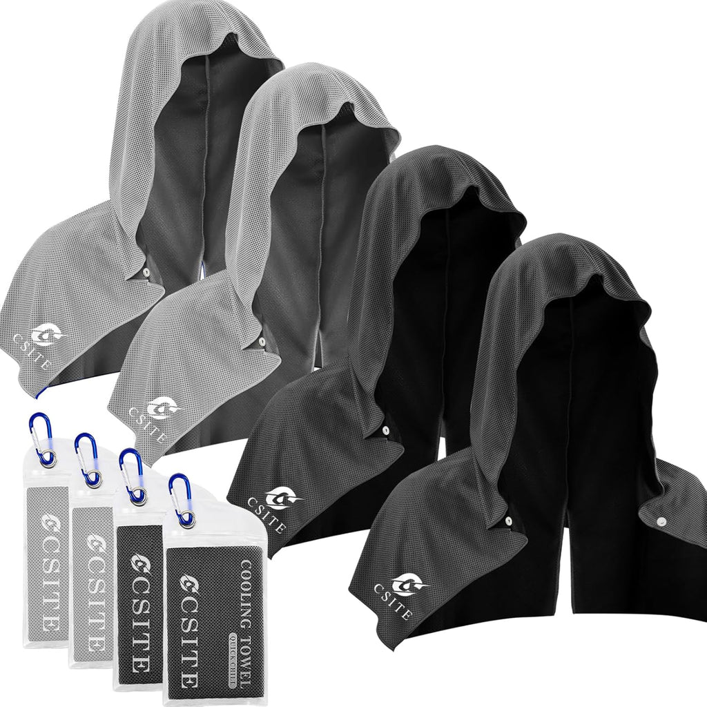 CSITE 3 Pack Cooling Hoodie Towels for Neck and Face, UPF 50 Sun Protection & Instant Cooling, Ice Towels for Hot Weather, Soft Breathable Towel for Sport, Work Out, Gym, Camping & More Activities