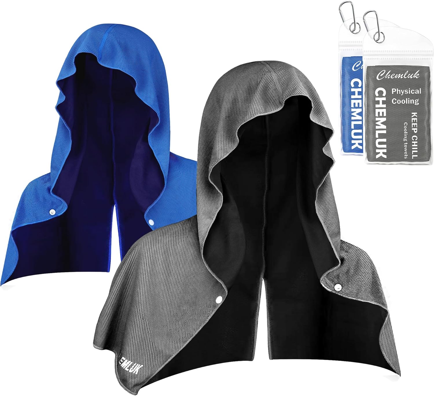 Cooling Hoodie Towel: Cooling Towels for Neck and Face, Quick-Dry Absorbent Soft Breathable Sweat Neck Wraps, Instant Cool Hooded Towels for Hot Weather Running Camping Travel - Black