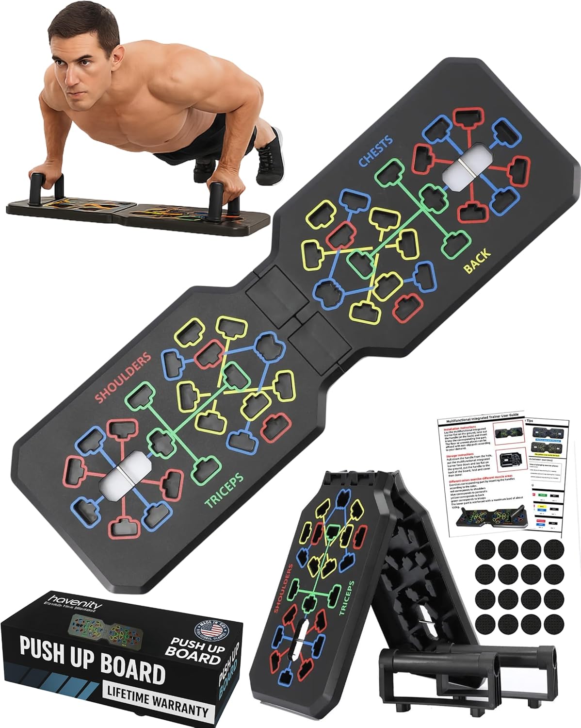 Push Up Board Fitness, Foldable 20 in 1 Push Up Bar at Home Gym, Multi-Functional Pushup Stands for Chest Muscle Exercise, Pushup Stands for Strength Training Portable Exercise Equipment for Men & Women