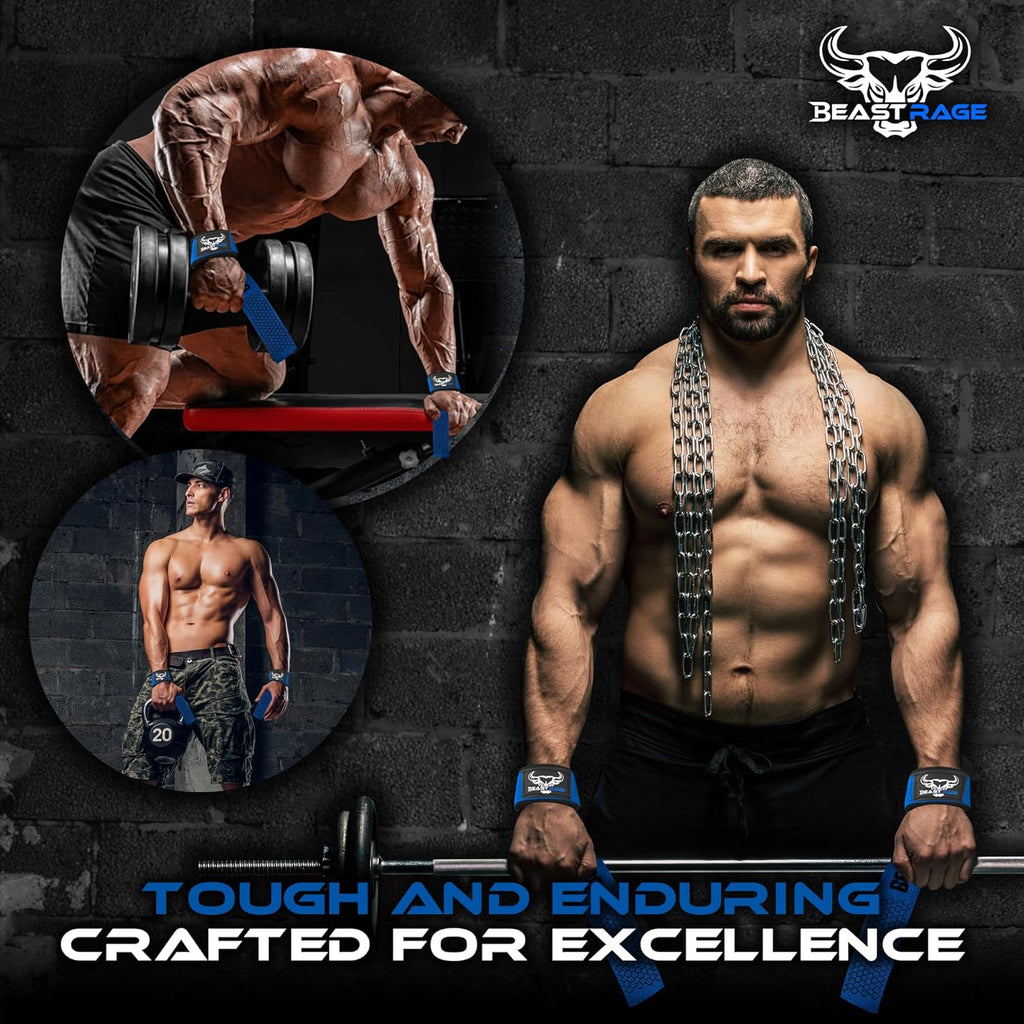 BEAST RAGE Lifting Wrist Straps for Weightlifting, Weight Lifting Straps Gym Grip Power Workouts Lifting Straps Padded Cotton Men Women Wrap Lift Deadlift Straps Hard Pull Exercise