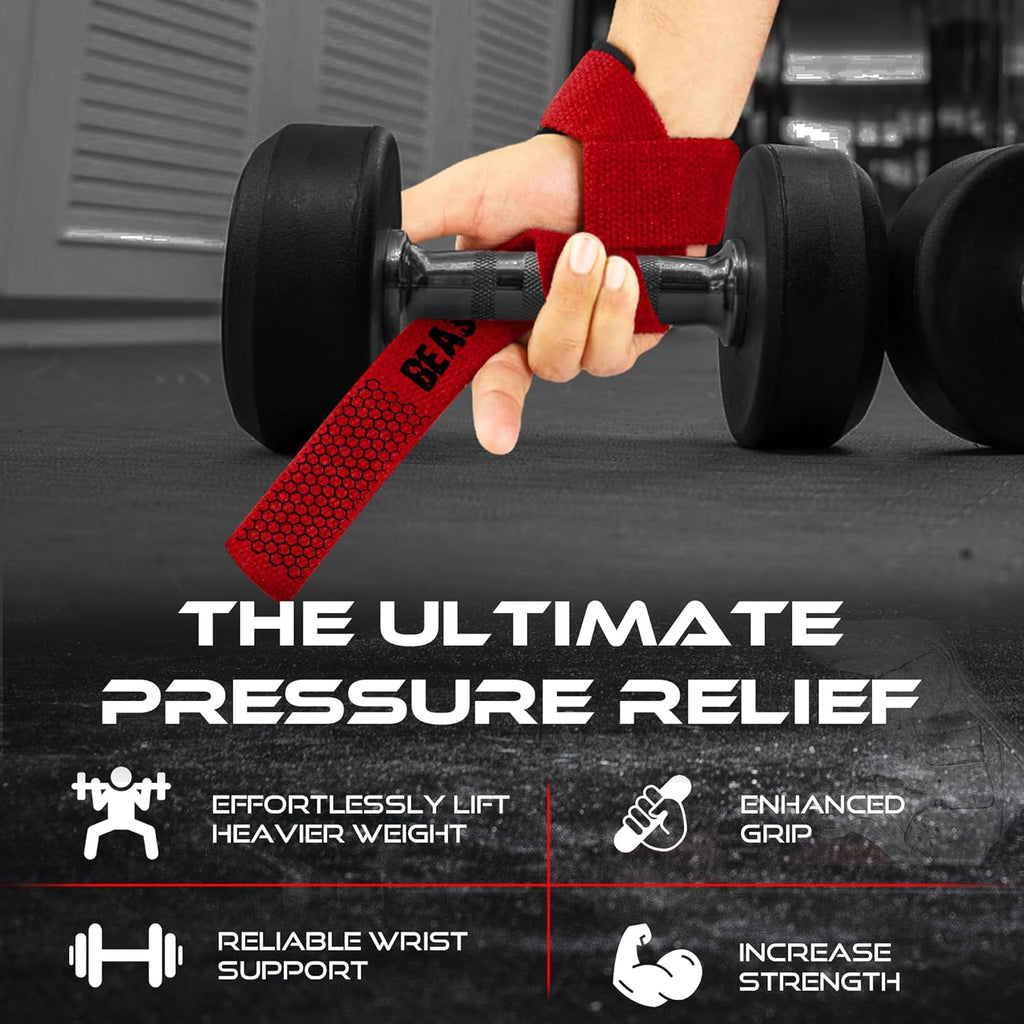 BEAST RAGE Lifting Wrist Straps for Weightlifting, Weight Lifting Straps Gym Grip Power Workouts Lifting Straps Padded Cotton Men Women Wrap Lift Deadlift Straps Hard Pull Exercise