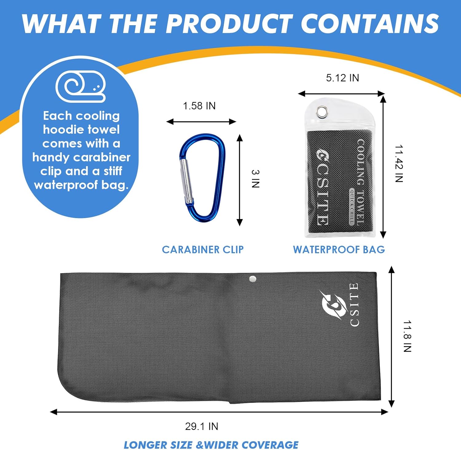 CSITE 3 Pack Cooling Hoodie Towels for Neck and Face, UPF 50 Sun Protection & Instant Cooling, Ice Towels for Hot Weather, Soft Breathable Towel for Sport, Work Out, Gym, Camping & More Activities