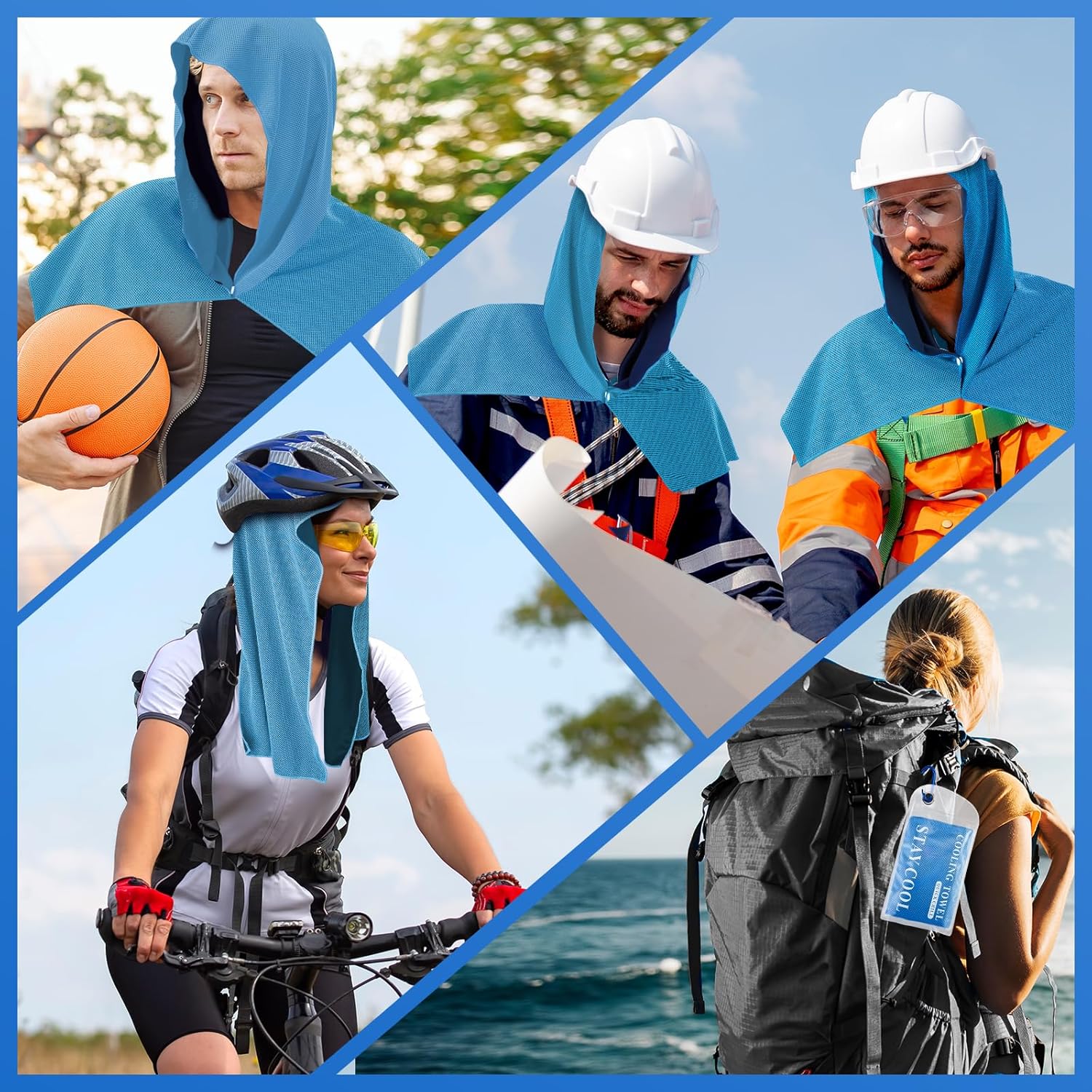CSITE 3 Pack Cooling Hoodie Towels for Neck and Face, UPF 50 Sun Protection & Instant Cooling, Ice Towels for Hot Weather, Soft Breathable Towel for Sport, Work Out, Gym, Camping & More Activities