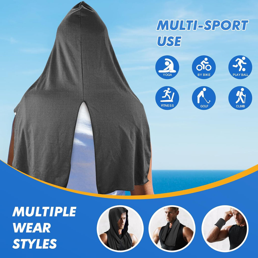 CSITE 3 Pack Cooling Hoodie Towels for Neck and Face, UPF 50 Sun Protection & Instant Cooling, Ice Towels for Hot Weather, Soft Breathable Towel for Sport, Work Out, Gym, Camping & More Activities