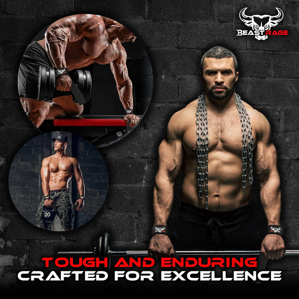 BEAST RAGE Lifting Wrist Straps for Weightlifting, Weight Lifting Straps Gym Grip Power Workouts Lifting Straps Padded Cotton Men Women Wrap Lift Deadlift Straps Hard Pull Exercise