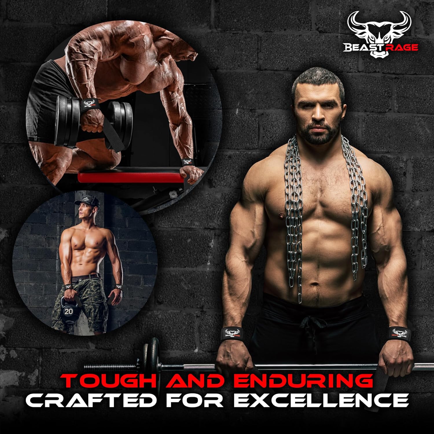BEAST RAGE Lifting Wrist Straps for Weightlifting, Weight Lifting Straps Gym Grip Power Workouts Lifting Straps Padded Cotton Men Women Wrap Lift Deadlift Straps Hard Pull Exercise